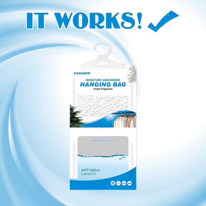 CANAGER Hanging Moisture Absorber,Cedar Fragrance Moistureproof Hanging Bag, Dehumidifier Bag (8 packs) Hanging Closet Dehumidifier Bags, Moisture Absorb 12.5 oz. - Image 4